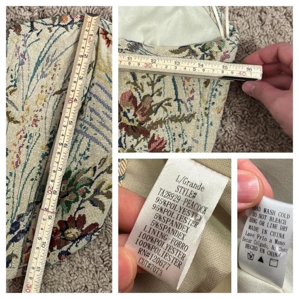 Tapestry Floral Corset Top Sz L Lace Up Strapless Cottagecore Boho Festival - Picture 6 of 6